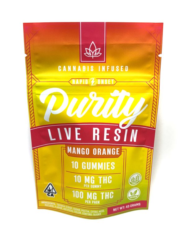 Purity Live Resin Mango Orange Gummies 100mg (4 for $60!)