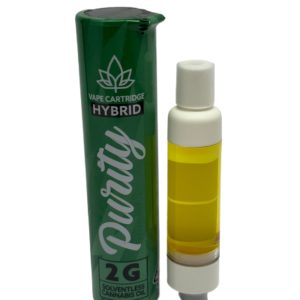 Purity Solventless 2 GRAM Vape Cartridge Hybrid (5 strains available) 2 for $60!