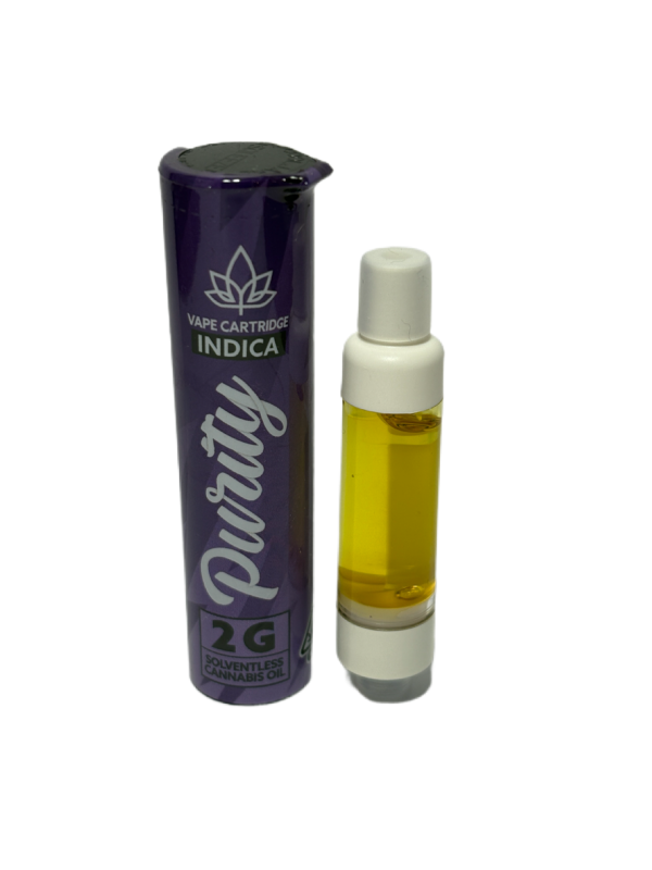 Purity Solventless 2 GRAM Vape Cartridge Indica (6 strains available) 2 for $60! (Copy)